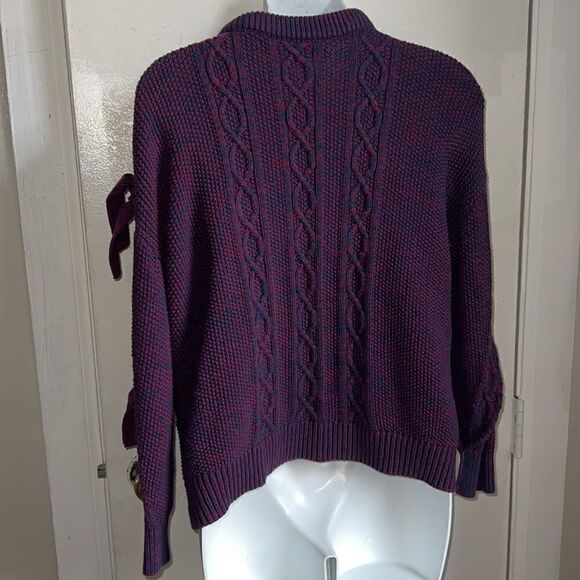 PROJECT NAADAM Anthro Marbled Cable Knit Cold Shoulder Sweater-S - Picture 5 of 8